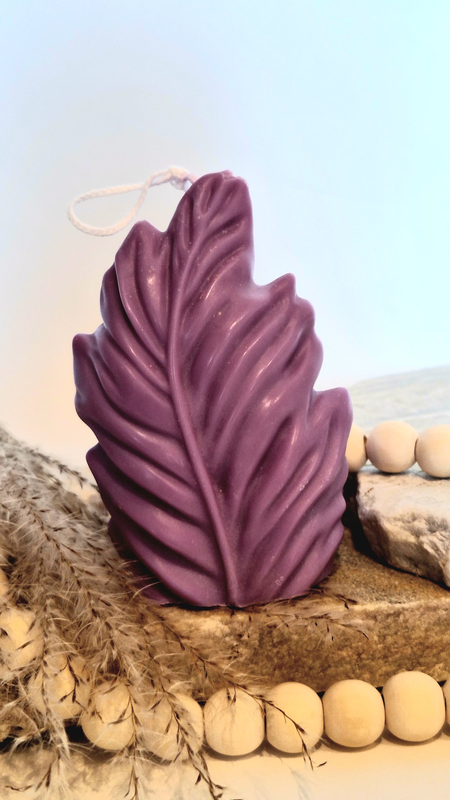 Bougie décorative feuille – Cire végétale 100g faite main